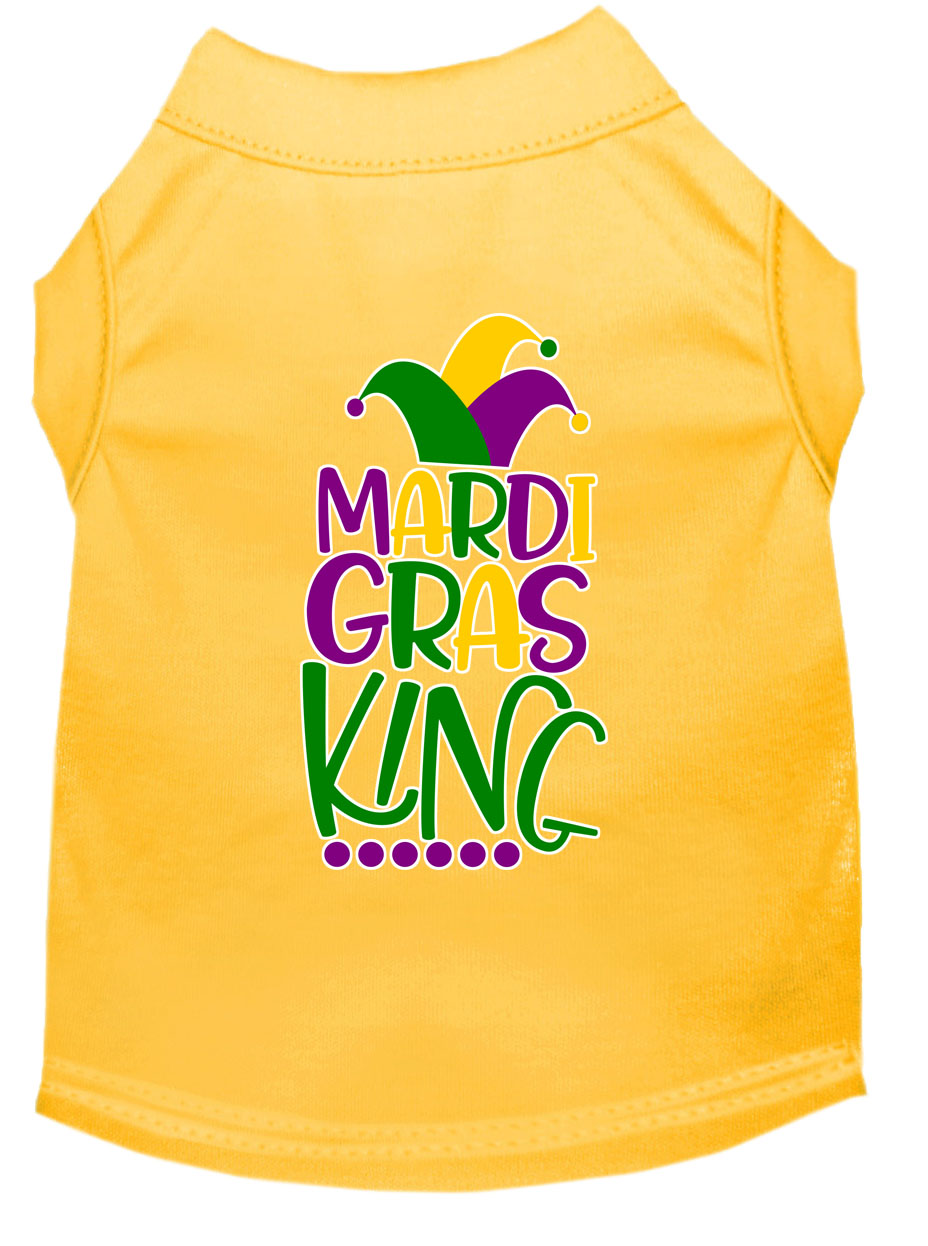 Mardi Gras King Screen Print Mardi Gras Dog Shirt Yellow Lg